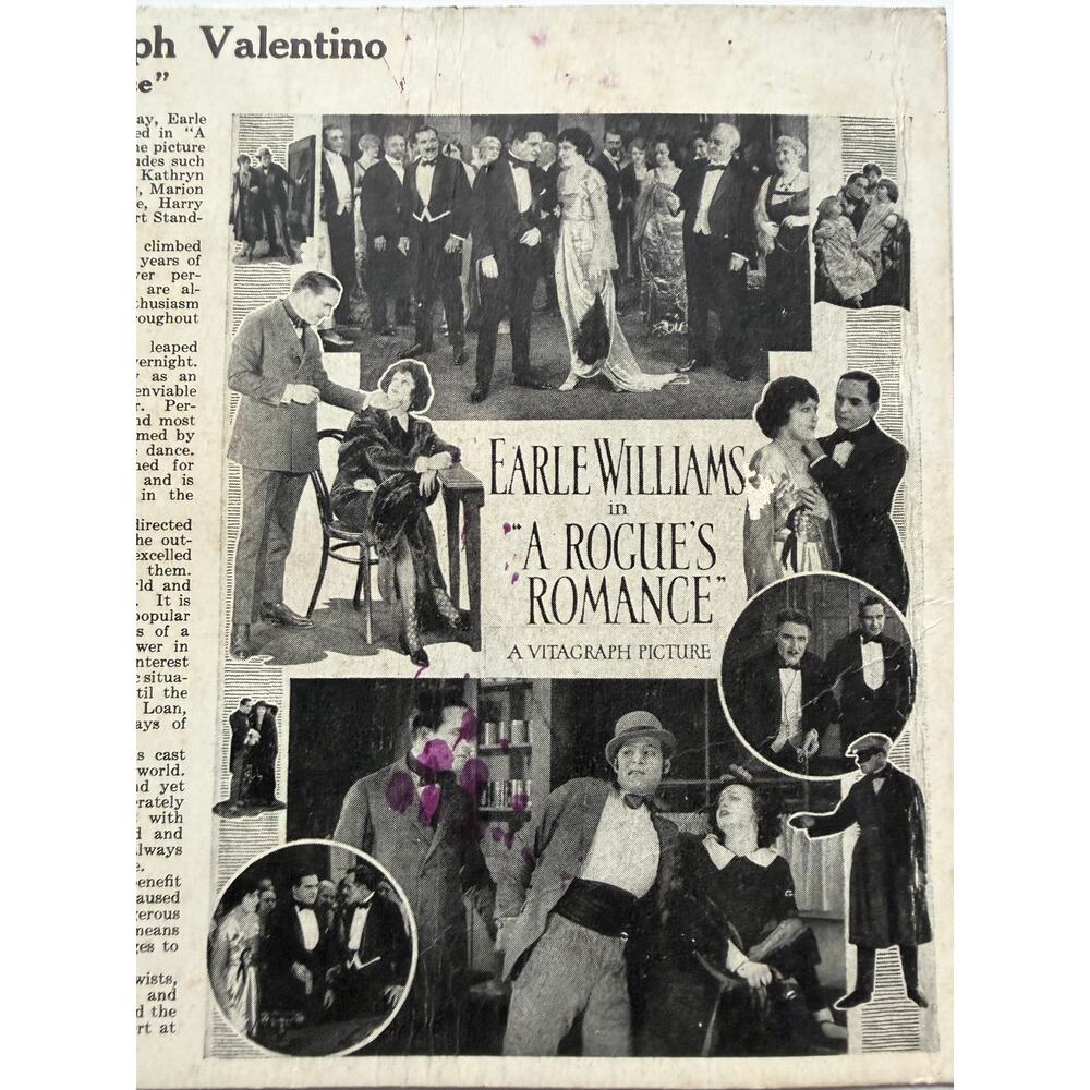 Very Rare Promotional 1922 Vitagraph Rouge's Romance Rudolph Valentino Hollywood - Picture 4 of 5